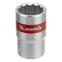 Головка торцевая, 17 мм, 12-гранная, CrV, под квадрат 1/2", хромированная Matrix